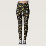 Horse Racing Derby Day Black Gold Pattern Leggings<br><div class="desc">Viel je favoriete paardenrennen op met dit prachtige patroon. Het repetitieve ontwerp wordt gemaakt in tinten goud,  zilver en brons op zwart met een licht marmer effect. Het  patroon omvat paarden,  trofeeën,  hoefijzers en rozen. Contact FancyCelebration voor veranderingen. Zie de overeenkomende partijbenodigdheden en meer hier: https://www.zazzle.com/collections/horse_racing_derby_day_party_collection-119108502832802144</div>