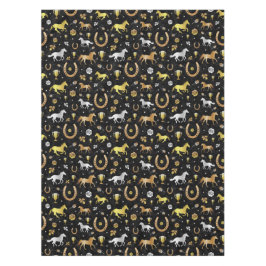 Horse Racing Derby Day Black Gold Pattern Tafelkleed