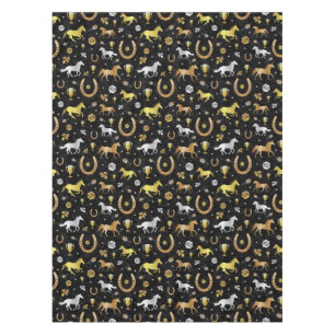 Horse Racing Derby Day Black Gold Pattern Tafelkleed