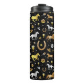 Horse Racing Derby Day Black Gold Pattern Thermosbeker (Voorkant)