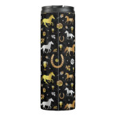 Horse Racing Derby Day Black Gold Pattern Thermosbeker (Achterkant)