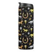 Horse Racing Derby Day Black Gold Pattern Thermosbeker (Geroteerd rechts)