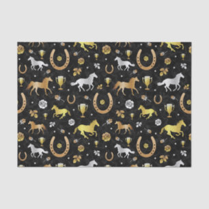 Horse Racing Derby Day Black Gold Pattern Tissuepapier