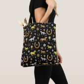 Horse Racing Derby Day Black Gold Pattern Tote Bag (Dichtbij)