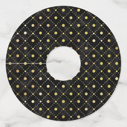 Horse Racing Derby Day Black Gold Pattern Wijnglaslabel (Achterkant)