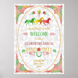 Horse Racing Derby Day Colorful Welkom Poster