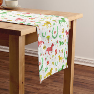 Horse Racing Derby Day Party Colorful Pattern Korte Tafelloper