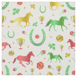 Horse Racing Derby Day Party Colorful Pattern Stof