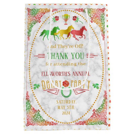 Horse Racing Derby Day Party Kleurrijk Dank je Medium Cadeauzakje (Achterkant)