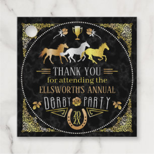 Horse Racing Derby Day Party Zwart Goud Dank u Bedankjes Labels