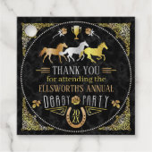 Horse Racing Derby Day Party Zwart Goud Dank u Bedankjes Labels (Voorkant)