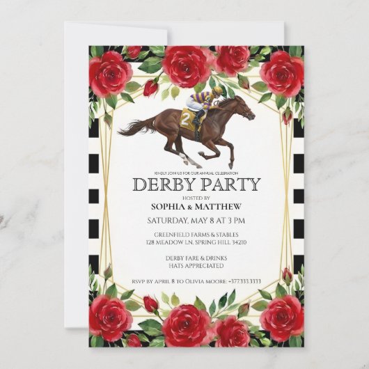 Horse Racing Derby Party Invitation Art Kaart (Voorkant)