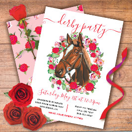 Horse Racing Derby Party Wreath Invitation Kaart