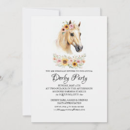 Horse Racing Floral Derby Day Party Invitation Kaart