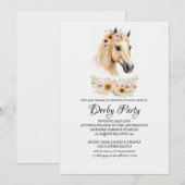 Horse Racing Floral Derby Day Party Invitation Kaart (Voorkant / Achterkant)