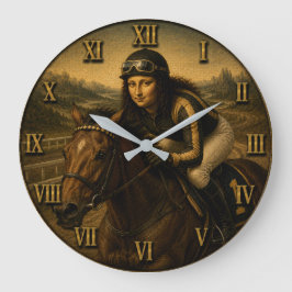 Horse Racing Funny Mona Lisa Jockey Gift Grote Klok