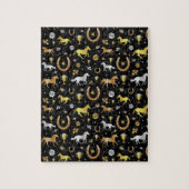 Horse Racing Hoefijzers Derby Pattern Black Gold Legpuzzel (Verticaal)