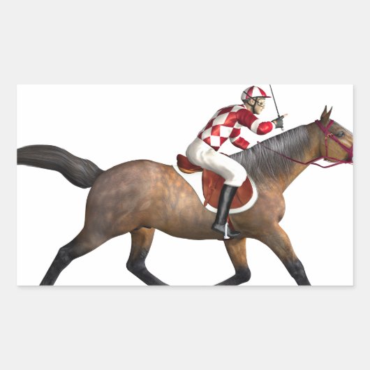 Horse Racing Jockey en Horse Rechthoekige Sticker (Voorkant)