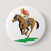Horse Racing Jockey Galloping Ronde Button 7,6 Cm (Voorkant)