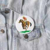 Horse Racing Jockey Galloping Ronde Button 7,6 Cm (In situ)