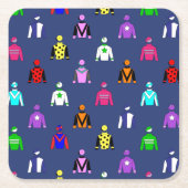 Horse Racing Jockey Silks op Navy Blue Kartonnen Onderzetters (Voorkant)