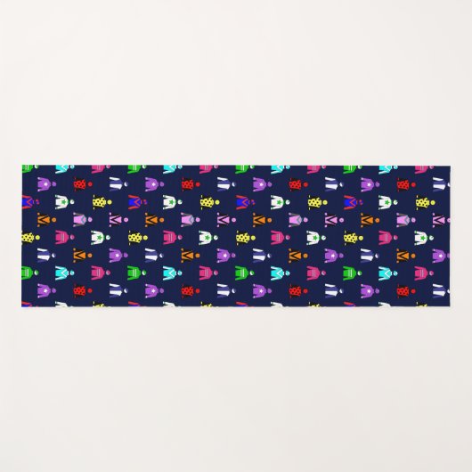 Horse Racing Jockey Silks op Navy Blue Yogamat (Voorkant (horizontaal))