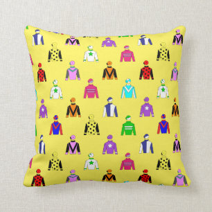 Horse Racing Jockey Silks Patroon op Geel Kussen