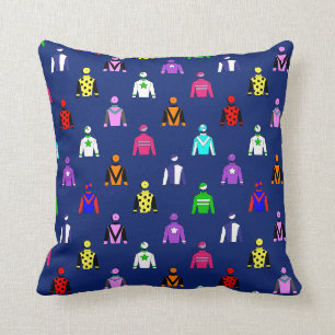 Horse Racing Jockey Silks Patroon op Navy Blue Kussen