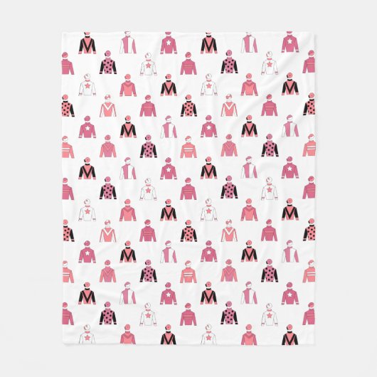 Horse Racing Jockey Silks Patroon Roze Wit Fleece Deken (Voorkant)