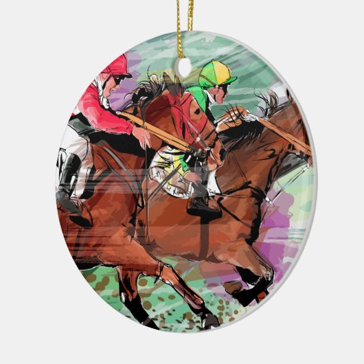 Horse Racing Keramisch Ornament (Links)