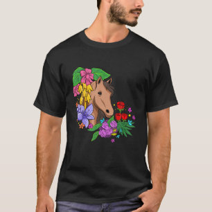 Horse Racing Lover Flowers Barn Equestrian T-shirt
