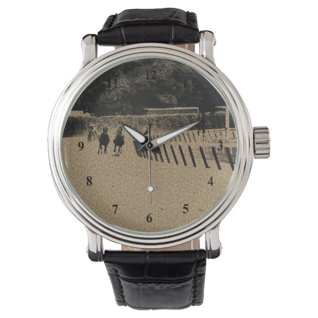 Horse Racing Muddy Track Grunge Horloge (Voorkant)