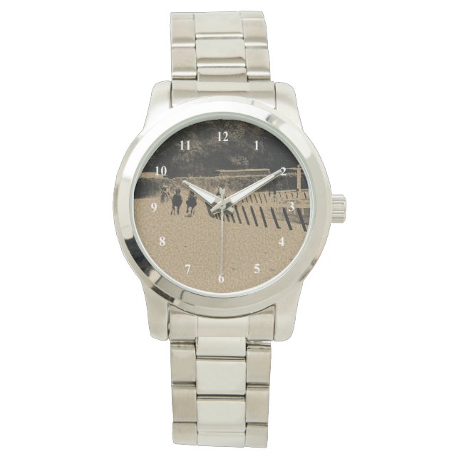 Horse Racing Muddy Track Grunge Horloge (Voorkant)