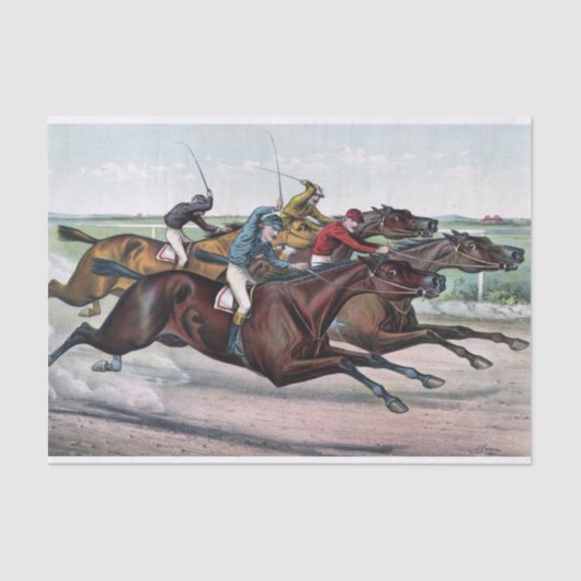 Horse Racing Neck en Neck Decoupage Tissuepapier (Voorkant)