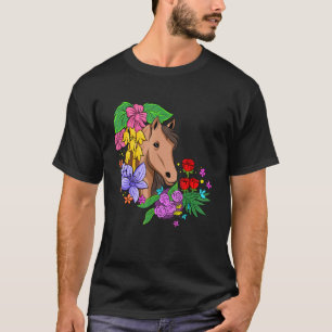 Horse Racing Riding Flowers Barn Equestrian Girl T-shirt