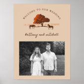 Horse Rail Fence Eiken Paarden Huwelijk Welkom Poster (Voorkant)