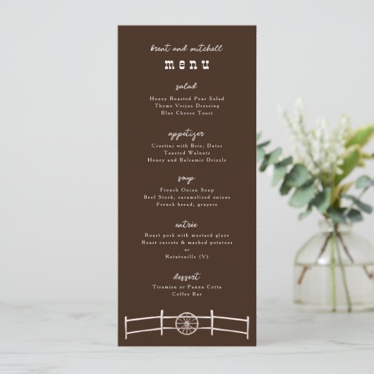 Horse Rail Fence Wagon Wheel Dinner Menu (Staand voorkant)
