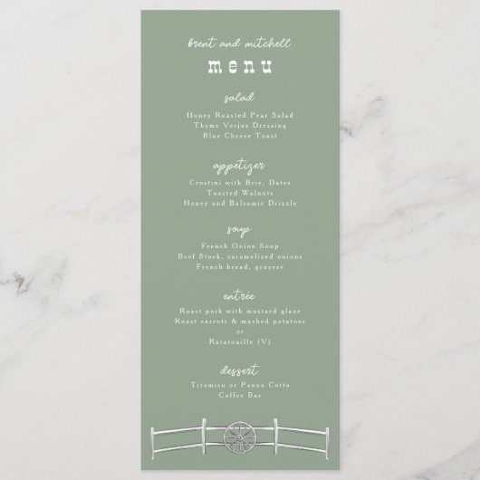 Horse Rail Fence Wagon Wheel Salie Diner Menu (Voorkant)