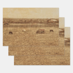 Horse Ranch Country Westerne  textuur Inpakpapier Vel