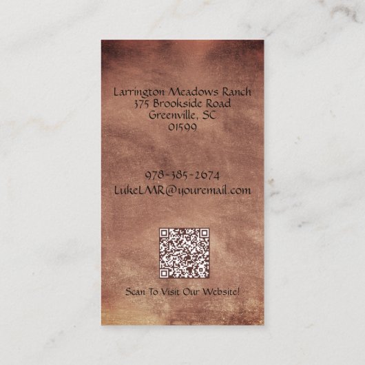 Horse Ranch  Logo QR-code Visitekaartje (Achterkant)