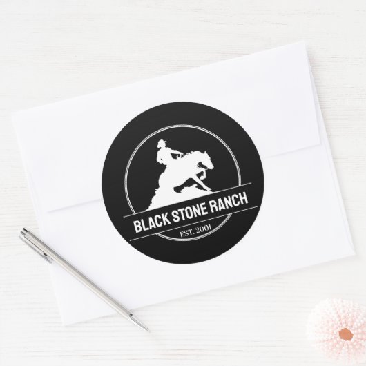 Horse ranch logo reining westerne schuur branding ronde sticker (Envelop)