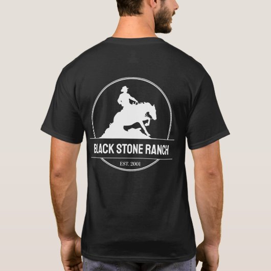 Horse ranch logo reining westerne schuur branding t-shirt (Achterkant)