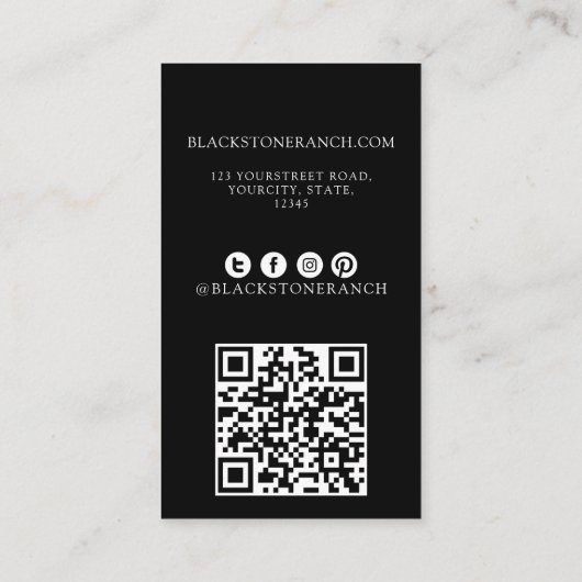 Horse ranch logo reining westerne schuur branding visitekaartje (Achterkant)