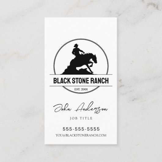Horse ranch logo reining westerne schuur branding visitekaartje (Voorkant)