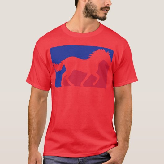 Horse red blue sport friend t-shirt (Voorkant)