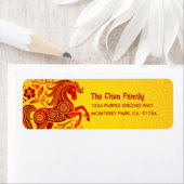 Horse Red Foil Yellow Chinese Lunar New Year 2026 Etiket (Insitu)