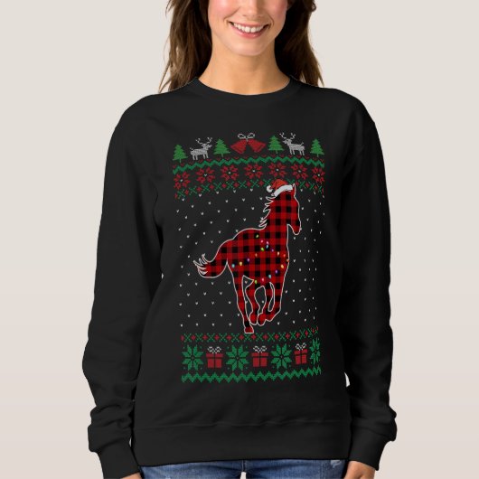 Horse Red Pset Buffalo Funny Ugly kerstSweat Trui (Voorkant)