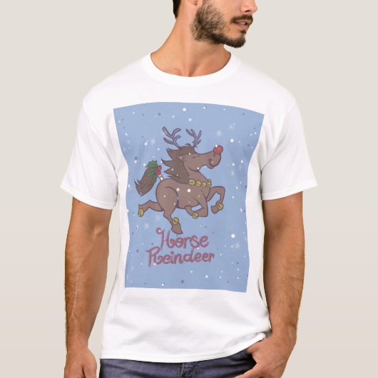 Horse reindeer cartoon illustration t-shirt (Voorkant)