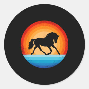 Horse Retro Sunset Boerderij Horseback Riding E Ronde Sticker