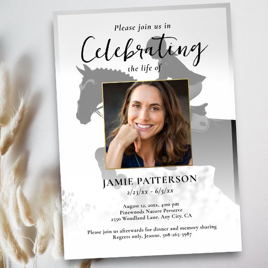 Horse Rider Celebration of Life Photo Funeral Kaart